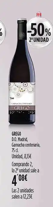 Hipercor Grego d.o. madrid, garnacha centenaria, o unidad oferta