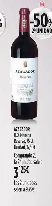 Hipercor Azagador d.o. mancha reserva, o unidad oferta