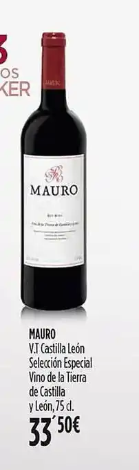 Hipercor Mauro v.t castilla león selección especial vino de la tierra de castilla oferta