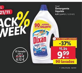 Lidl Dixan detergente líquido oferta