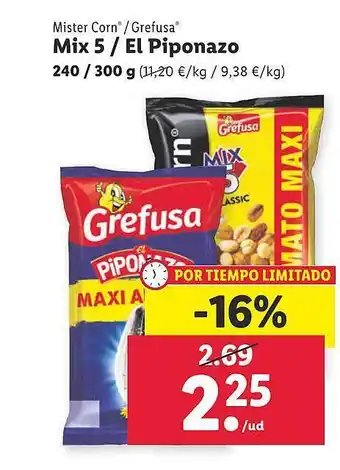 Lidl Mister corn & grefusa mix 5 o el piponazo oferta