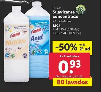 Lidl Formil suavizante concentrado oferta