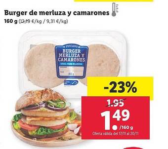 Lidl Burger de merluza y camarones oferta