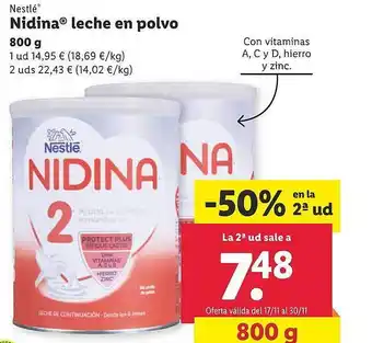 Lidl Nestlé nidina leche en polvo oferta