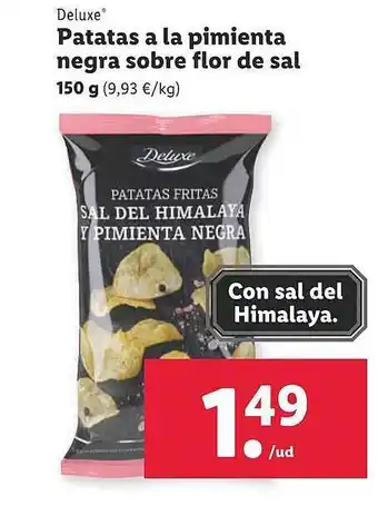 Lidl Deluxe patatas a la pimienta negra sobre flor de sal oferta