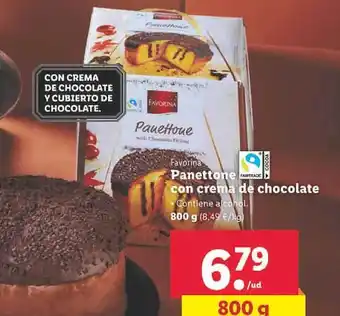Lidl Panettone con crema de chocolate favorina oferta