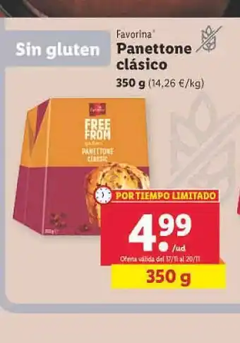 Lidl Panettone clásico favorina oferta