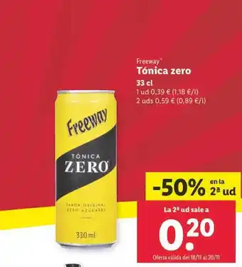Lidl Tónica zero freeway oferta