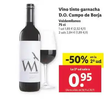 Lidl Vino tinto garnacha d.o. campo de borja valdemilanos oferta