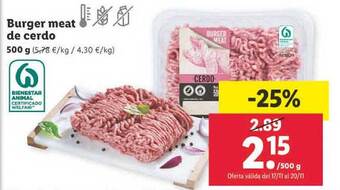 Lidl Burger meat de cerdo oferta