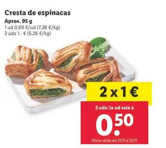 Lidl Cresta de espinacas oferta