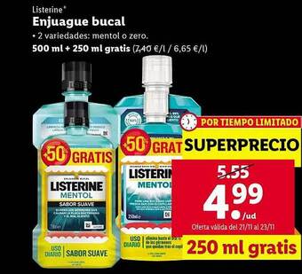 Lidl Enjuague bucal listerine oferta