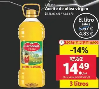 Lidl Aceite de oliva virgen carbonell oferta