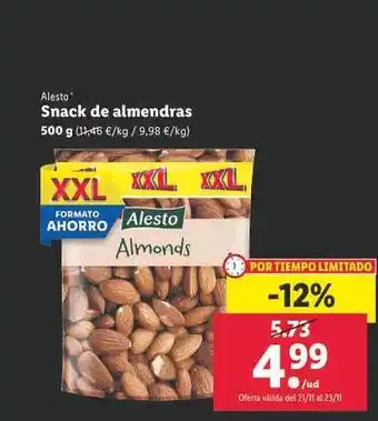 Lidl Snack de almendras alesto oferta