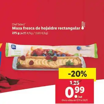 Lidl Masa fresca de hojaldre rectangular chef select oferta