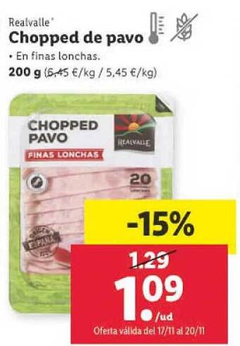 Lidl Chopped de pavo realvalle oferta