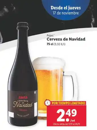 Lidl Cerveza de navidad argus oferta