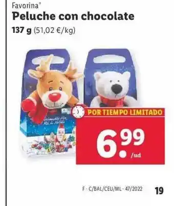 Lidl Peluche con chocolate favorina oferta