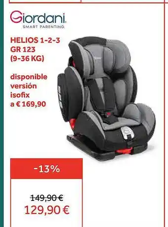 Giordani helios 1-2-3 gr 123, disponible versión isofix