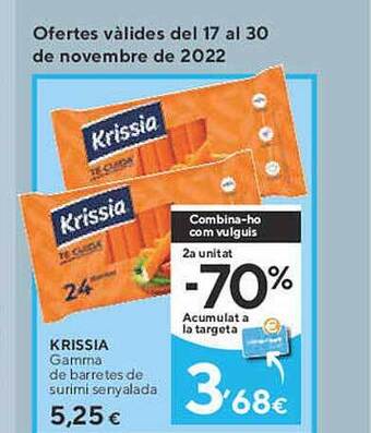 Caprabo Krissia gamma de barretes de surimi senyalada oferta