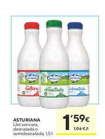 Caprabo Asturiana llet sencera desnatada o semidesnatada oferta