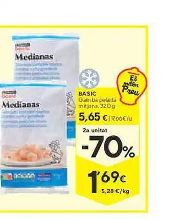 Caprabo 2a unitat -70% basic gamba pelada pmutijana oferta