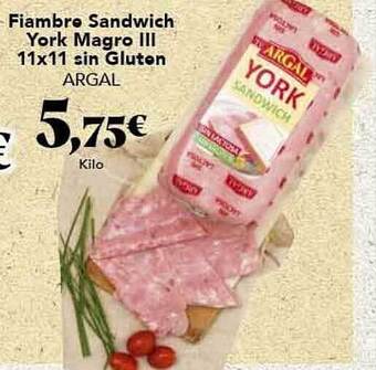 Gadis Fiambre sandwich york magro iii 11x11 sin gluten argal oferta