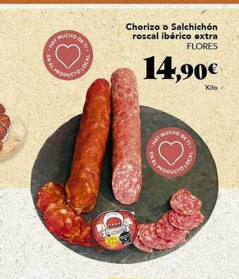 Gadis Chorizo o salchichón roscal ibérico extra flores oferta
