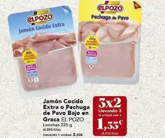 Gadis Jamón cocido extra o pechuga de pavo bajo en grasa el pozo oferta