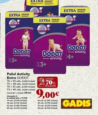 Gadis 2a unidad 70% descuento pañal activity extra dodot oferta