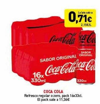 Hiperber Coca cola refresco regular o zero oferta