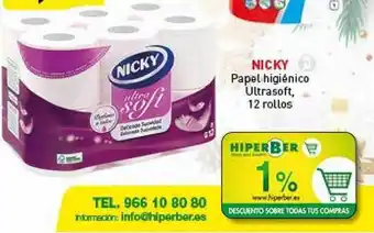 Hiperber Nicky papel higiénico ultrasoft oferta