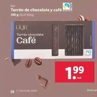 Lidl Dor turrón de chocolate y café oferta