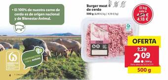Lidl Burger meat de cerdo oferta