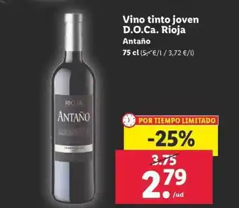 Lidl Vino tinto joven d.o.ca. rioja antaño oferta