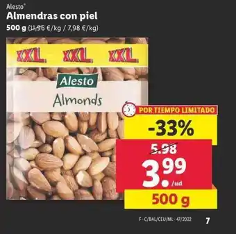 Lidl Alesto almendras con piel oferta