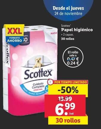 Lidl Scottex papel higiénico oferta