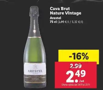 Lidl Cava brut nature vintage arestel oferta
