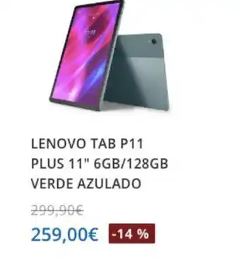 Beep Lenovo Tab P11 PLus 11" 6GB/128GB Verde Azulado oferta