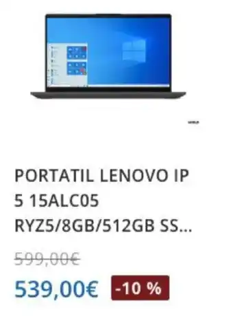 Beep Portatil Lenovo IP 5 15ALC05 Ryz5/8GB/512GB SS oferta