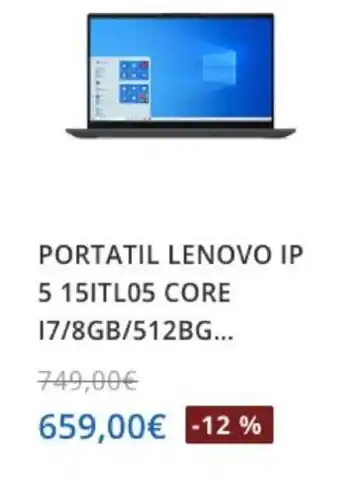 Beep Portatil Lenovo IP 5 151TL05 Core 17/8GB/512BG oferta