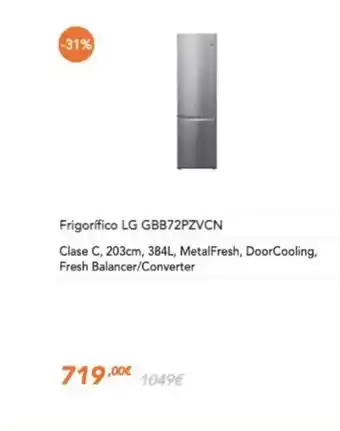 Pascual Martí Frigorifico LG GBB72PZVCN oferta