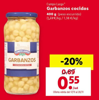 Lidl Garbanzos Cocidos oferta