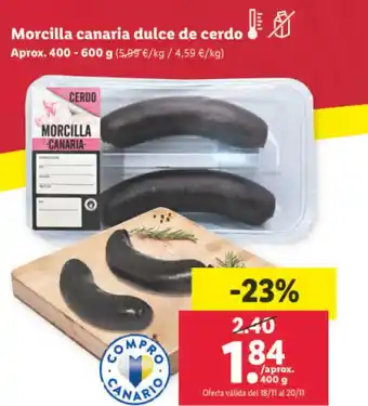 Lidl Morcilla Canaria Dulce de Cerdo oferta