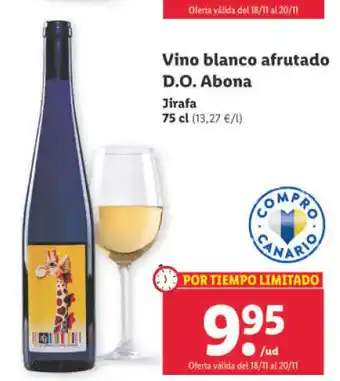 Lidl Vino Blanco Afrutado D.O. Abona oferta