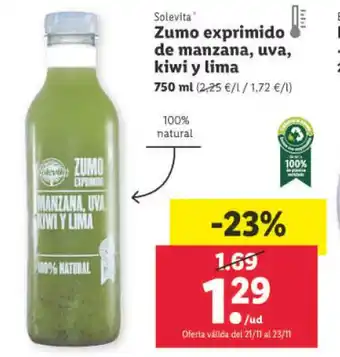 Lidl Zumo Exprimido de Manzana, Uva, kiwi Y Lima oferta