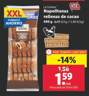 Lidl Napolitanas Rellenas de Cacao oferta