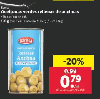 Lidl Aceitunas Verdes Rellenas de Anchoas oferta