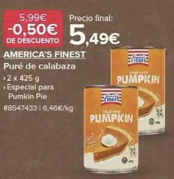 Costco America's finest puré de calabaza oferta