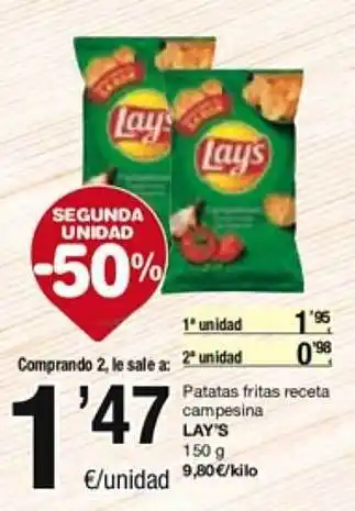 SPAR Fragadis Segona unitat -50% patatas fritas receta campesina lay's oferta